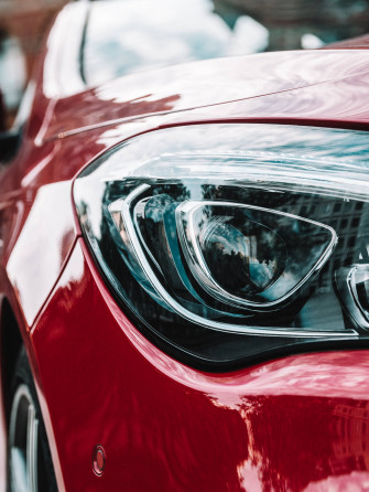 Red Mercedes Headlight iPhone Wallpaper