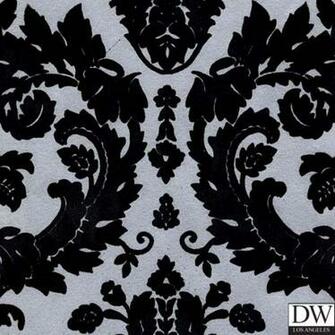 Wallcoverings Wallpaper Walls Flock Velvet Black On