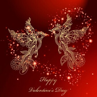 Valentine S Day Red Background And Birds Vector