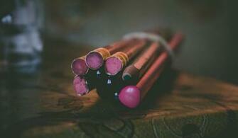 Brown Pencils Eraser Close Up HD Wallpaper