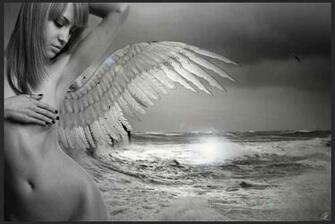 Beautiful Dark Angel And The Sea Gothic Wallpaper