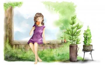 Wallpaper Girl Cartoon Cool Background
