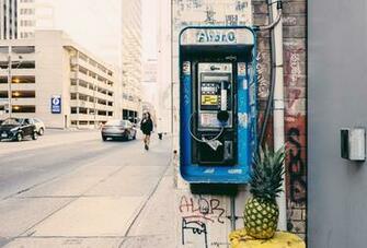 Buildings Cars Fruit Graffiti Grunge Payphone Pineapple