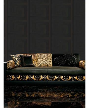 Versace Greek Key Wallpaper 10m X 70cm Black Feature