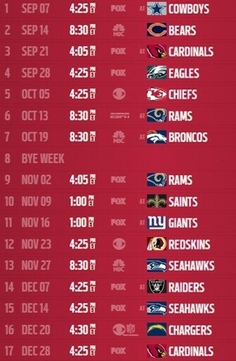 Printable San Francisco 49ers Football Schedule