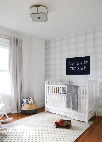 A Baby Boy Nursery With Preppy Plaid Wallpaper Haven