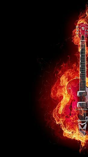 Your Lg G3 HD Flaming Guitar Wallpaper