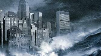 Tsunami Ciudad Rascacielos Fondos HD