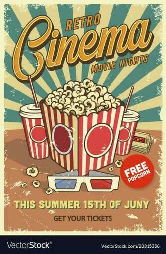 Vintage Cinema Poster Vector Image On In With Image