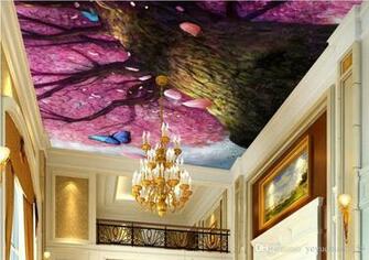 Compre Moderno Personalizado Wallpaper 3d Techo Gran Rbol Azul