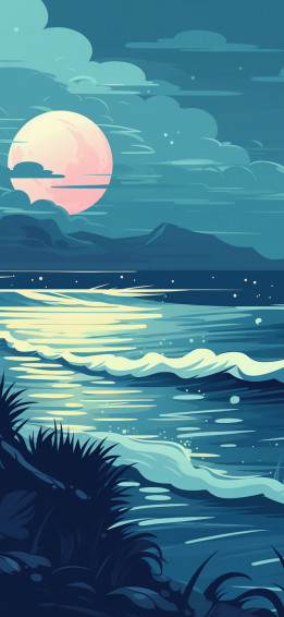 Moon Sea Blue Wallpaper For iPhone