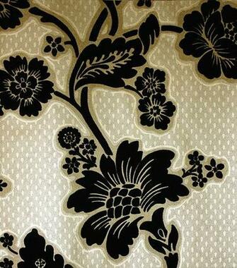 Soho Square Flock Wallpaper A Black Floral Design Printed On