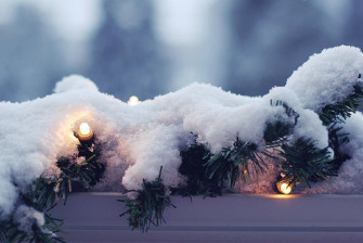 Christmas Lights And Snow Wallpaper