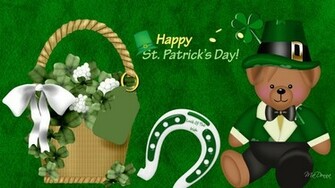 St Patrick Day Background Holiday Bear Shamrock Saint