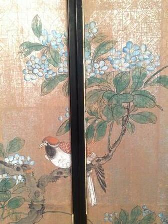 Four Framed Vintage Gracie Chinoiserie Wallpaper Panels Lotus