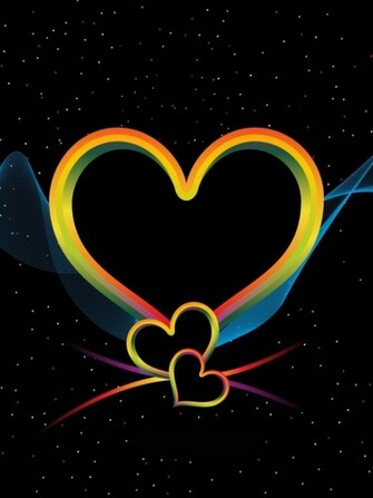 Colorful Hearts On Black Background Elsoar