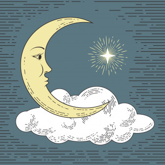 Vintage Moon And Star Art Wallpaper