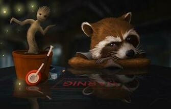 Wallpaper Guardians Of The Galaxy Raccoon Rocket Groot