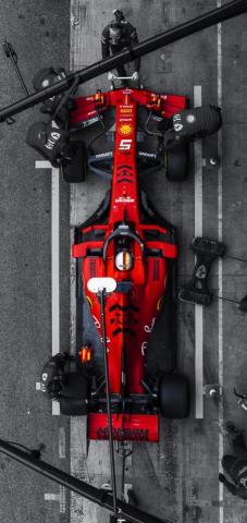 Sebastian Vettel S Sf90 In The Pits Mobile Wallpaper R Formula1