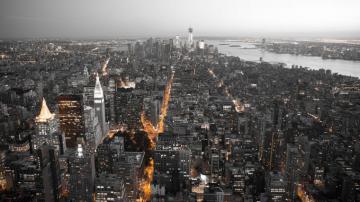 Black Cityscape Orange New York City White 4k Wallpaper
