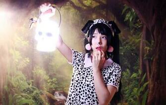 Wallpaper Look Girl Face Background Holiday Skull Costume