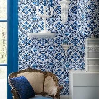 Modern Living Room With Blue Wallpaper Decorating Housetohome Co