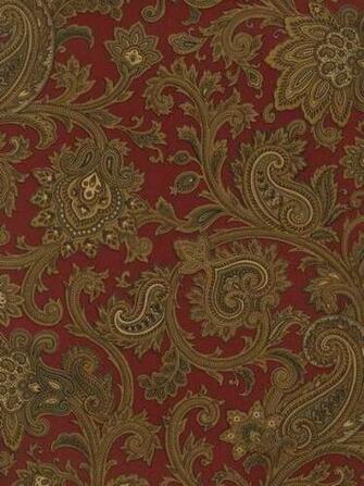 Red Paisley Swirl Wallpaper Lodge Outdoors