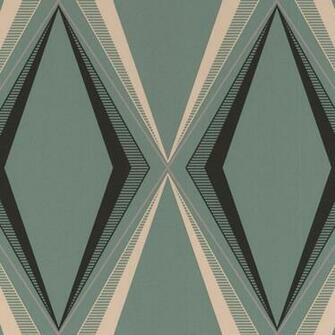 Brown Deco Diamond Pattern Motif Enamel Green Silver Wallpaper