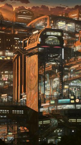 HD Busy Anime City iPhone 6s Plus