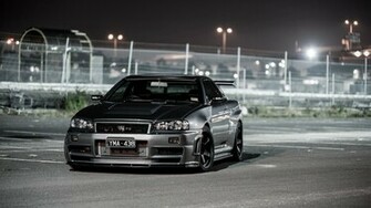 Nissan Skyline R34 Street Night Lights HD Wallpaper