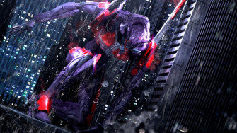 Blue And Red Robot Wallpaper Neon Genesis Evangelion Anime