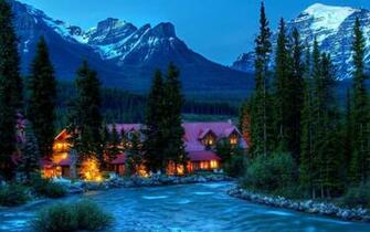 Winter Cottage Wallpaper Top Background