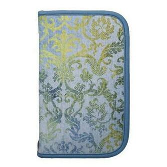 Blue And Gold Damask Wallpaper Pattern Organizers