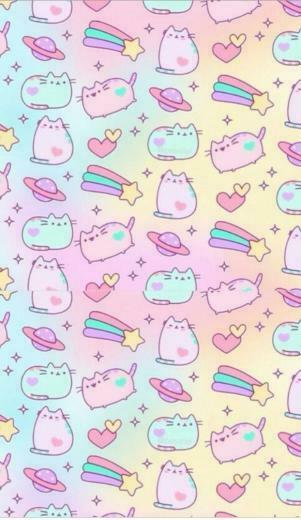 Galaxy Pusheen In Kawaii Background