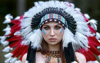 Wallpaper Look Girl Face Feathers Paint Roach Vyacheslav