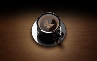 Butterfly Coffee Cup HD Wallpaper