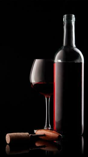 Red Wine Glass Bottle And Corkscrew iPhone Wallpaper
