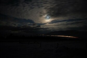 Looking Over The Loch Plough Stood Proud In Clear Sky