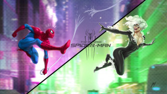 Black Cat And Spiderman Art Wallpaper HD Superheroes 4k