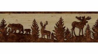 Wallpaper Border Lodge Shawnee Silhouettes Bear Deer Moose Pine