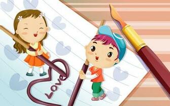Cartoon Couple On A Notebook Wallpaper