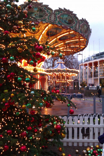 Christmas In Tivoli Copenhagen Denmark Wallpaper