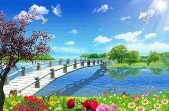 Psd Background With Grass And River