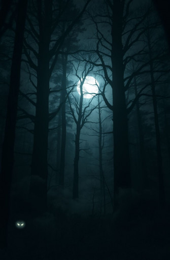 Dark Forest With Moon Wallpaper