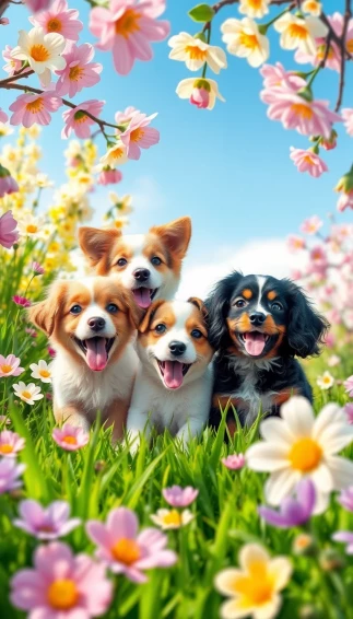 Spring Wallpaper With Dogs