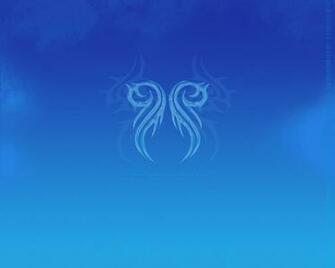 Blue Tribal Art With Clouds Desktop Wallpaper
