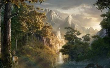 Castle In The Mountains Wallpaper Fantasy