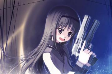 Happy Girl With A Gun Wallpaper Id