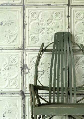 Merci Tin Wallpaper Digitally Printed With A Pressed Metal Look Via