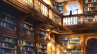 Book Cat Anime Library Cozy 4k Ultra HD Wallpaper By